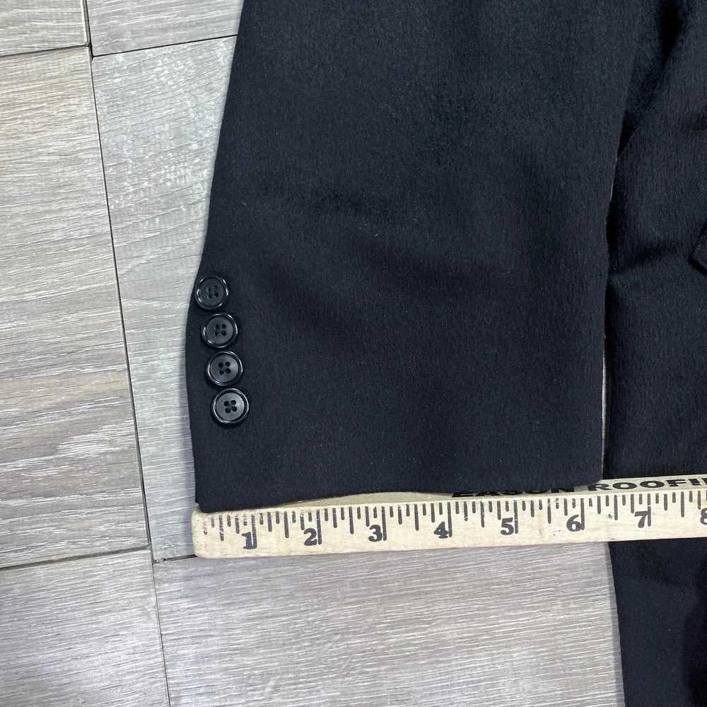 Jos A Bank Cashmere Topcoat Men 44L Black‎ 3 Button Tailored Traveler's Overcoat